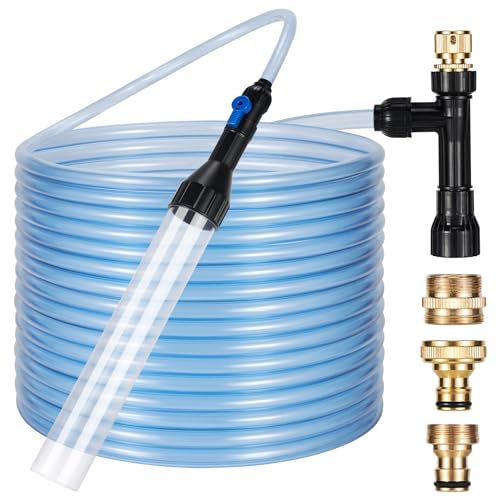 DXOPHIEX Gravel Vacuum for Aquarium Fish Tank Siphon Aquarium Water Changer with Three Metal Faucet Adapter and Long Hose ...