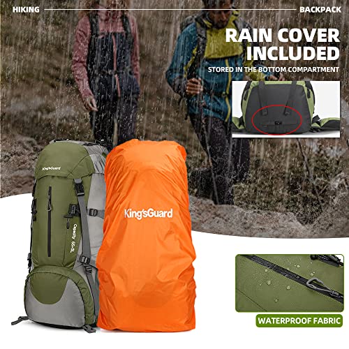 King'sGuard 70L Hiking Backpack with Rain Cover Lightweight Waterproof Travel Camping Backpack Large Backpacking Pack