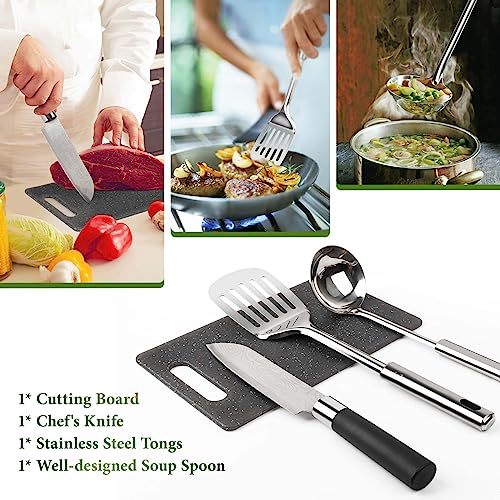 Camping Cooking Utensils Set, Stainless Steel Grill Tools, Camping BBQ Cookware Gear and Equipment for Travel Tenting RV V...