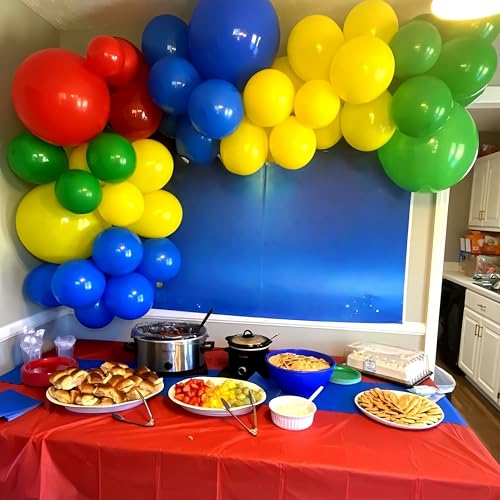 Rainbow Balloons, 60 Pcs Multi Colorful Balloons Set with Primary Color Confetti Balloons, Bright Multicolor Circus Balloo...