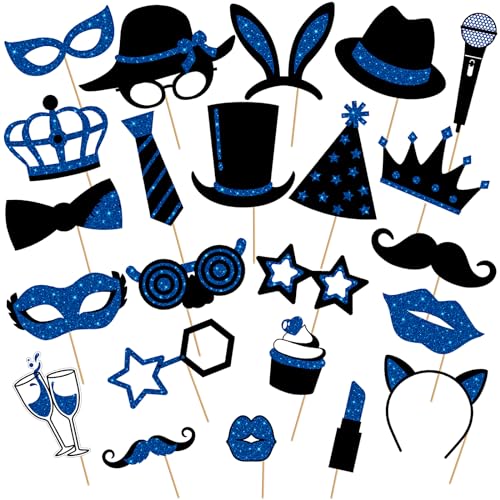 Zonon 24 Pcs Funny Photo Booth Props:Valentine's Day, Mardi Gras, Easter, Family Reunion, Class Reunion, Birthday, Wedding...