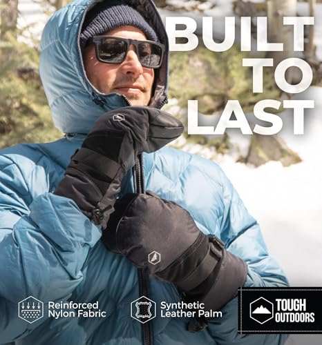 Tough Outdoors Adult Ski Mittens - Waterproof Winter Gloves Men & Women - Thermal Fleece Lining for Cold Weather Gear