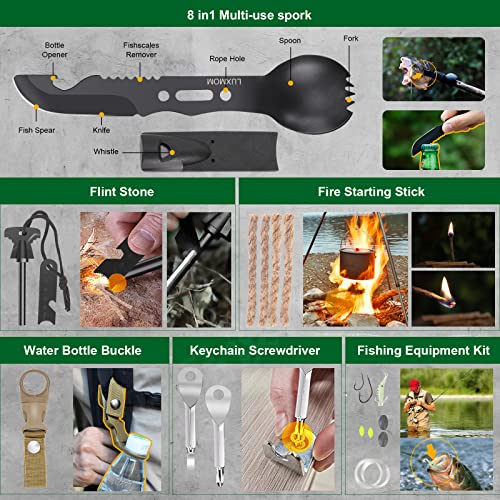 Gifts for Men Dad Husband Boyfriend, 30 in 1 Survival Gear and Equipment, Emergency Survival Kit Camping Accessories, Firs...