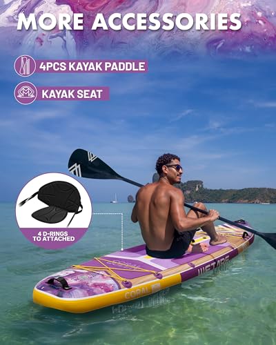 WETARE 11'6"x35" Inflatable Paddle Board, 450lbs Extra Wide Stand Up Sup Board for Adults, Blow Up Paddleboard Kayak Non-S...