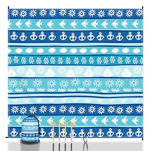 SKYREH Beach Blanket Waterproof Sandproof, 79" x 83" Extra Large Sand Free Quick Drying Beach Mat, Compact Outdoor Picnic ...