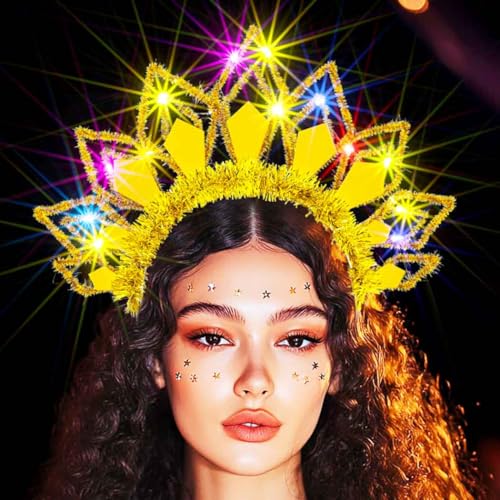 Zoestar St. Patrick's Day LED Headband Glow Rave Headbands Irish Party Light Up Crown Hair Accessories for Women