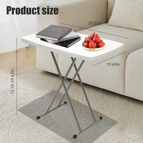 NAWESRVA Adjustable Folding Table – 30" x 20" Foldable Desk with 3 Height Settings (18", 25", 29"), Lightweight Small Tabl...