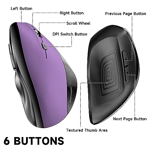 memzuoix Ergonomic Wireless Mouse, 2.4G Optical Cordless, 800/1200/1600 DPI, Vertical Computer Mouse for Laptop, Mac, PC, ...