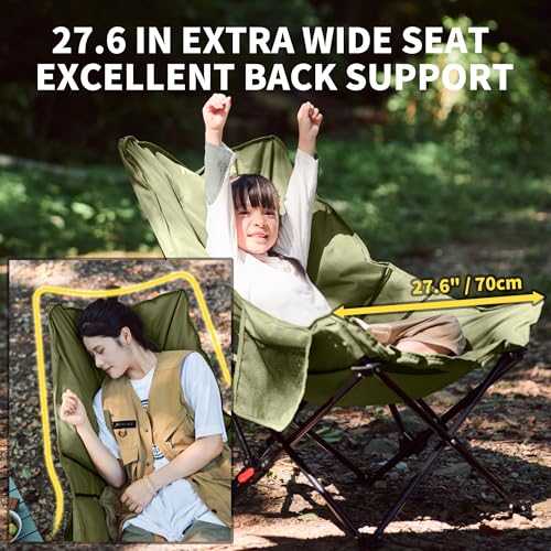Naturehike Seastar Padded Camping Chair, Oversized 2-Position Adjustable Folding Chair, Portable Camp Chair with Side Pock...