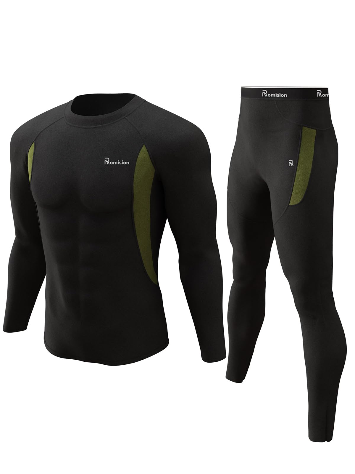 romision Long Johns for Men Thermal Underwear Set Winter Hunting Gear Sport Bottom Top Base Layer for Cold Weather A-Black