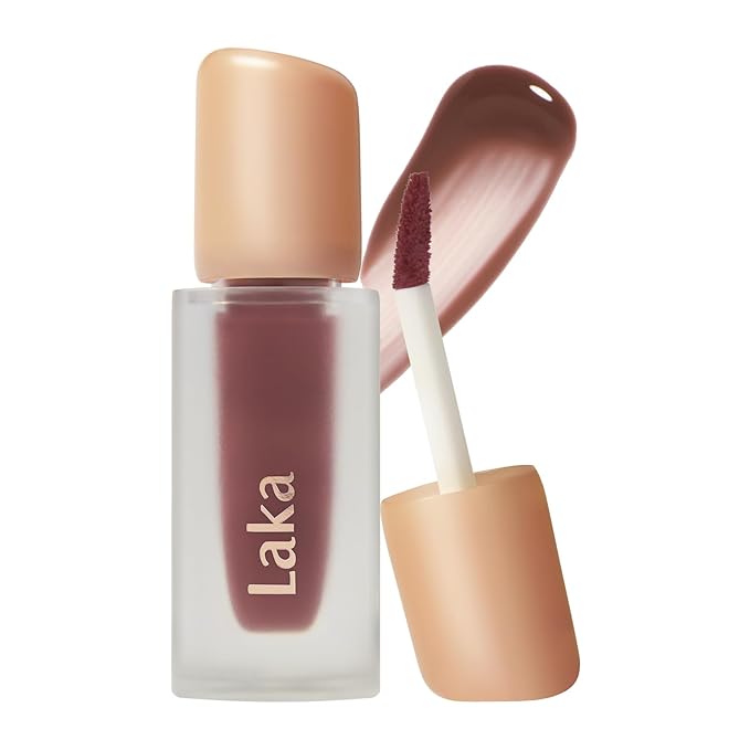 Laka Fruity Glam Tint, 4.5g/0.15oz, Glowing Lip Stain with Wide Color Spectrum, Hydrating & Lightweight Texture, Buildable Color, Non-Sticky, Vegan, K-Beauty (#121 Ashnut)