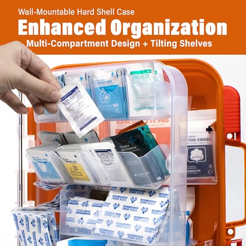 EVERLIT 400 Pcs OSHA Compliant First Aid Kit, Wall-Mountable Essential Emergency Kit for Home, Business, School, Warehous...