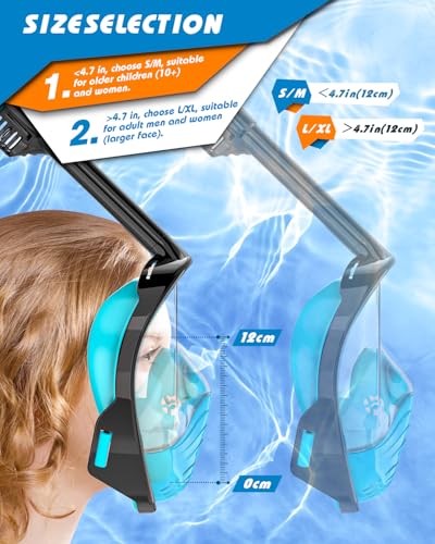 QingSong Full Face Snorkel Mask for Adults, Snorkeling Gear with Camera Mount, 180 Degree Panoramic View Snorkel Set Anti-...