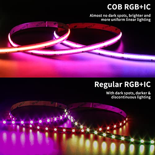 Gingsow RGB Smart IC COB LED Strip Light 18ft Addressable Chasing Color 12V LED Light Strip Multicolored Flexible RGB Ligh...