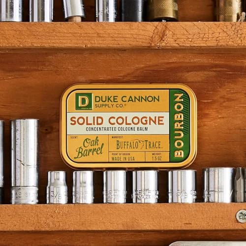 Duke Cannon Supply Co. Solid Cologne for Men Bay Rum (Citrus Musk, Cedarwood, Island Spice) - Concentrated Balm, Travel-Friendly Convenient Tin, 1.5 oz