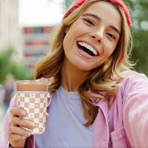 Reusable Insulated Neoprene Iced Coffee Cup Sleeve, Durable Drink Sleeve for Cold Beverages, Beverage Holder for Iced Coff...