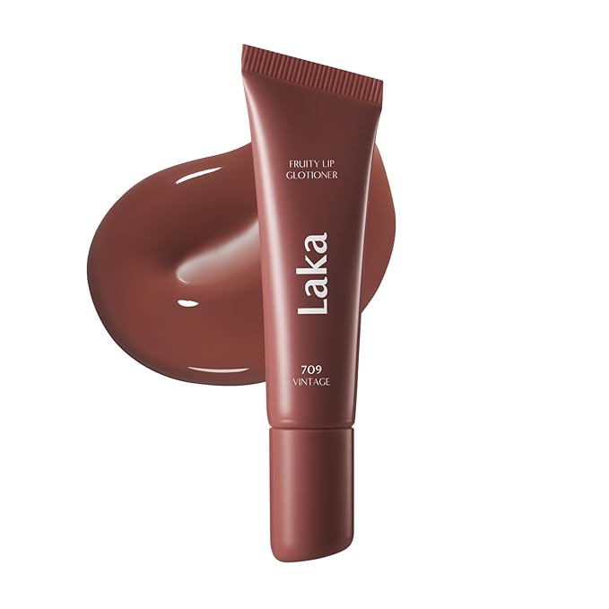 Laka Fruity Lip Glotioner, 10ml/0.33 fl.oz, Lip Gloss with High Shine Vivid Colors, Jelly tip for Hygienic & Easy Application, K-Beauty (#709 Vintage)
