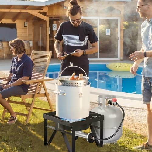 SKOK 200,000 BTUs High Pressure Single Burner Propane Camping Stove - Portable Outdoor Stove for Outdoor Cooking, Backyar...