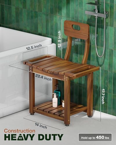 BLUEWEST 23.4'' Shower Chair with Backrest Bath Chair for Inside Shower or Tub, Heavy Duty 450 lbs Support, Non-Slip Feet,...