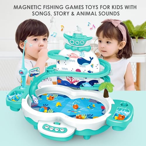 Maycoly 3in1 Fishing Game Toys for Kids with 34PCS Accessories Including Fishing Rod, Small Fish, Track, etc., STEM Toys w...