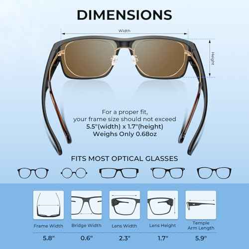 KastKing Molino Fit-Over Polarized Sunglasses,UV400 Protection Ultralight Wraparound Fishing Sports Sunglasses, TAC Lenses