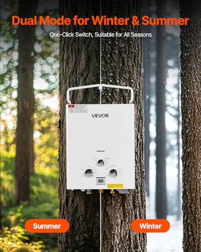 VEVOR Portable Propane Water Heater, 5L Tankless Outdoor Water Heater, 34000 BTU 1.32 GPM Instant Hot Water, with Accessor...