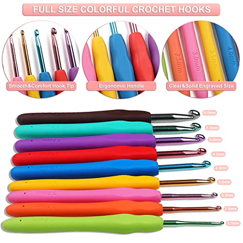 Aeelike Crochet Kit for Beginners Adults, Crochet Kits Include Yarn, 59pcs Crochet Starter Kit for Beginners,Ergonomic Cro...