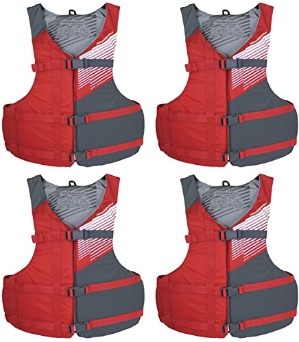 Stohlquist Fit Adult PFD Life Vest | Pack of 4 | Coast Guard Approved, Adjustable Size, Unisex, Lightweight, High Mobilit...