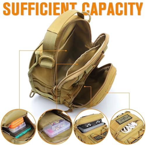 Dovesun Small Fishing Backpack, Waterproof Fly Fishing Sling Pack Tackle Bag with Tackle Boxes
