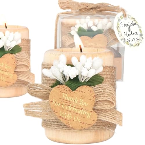 12PCS Wooden Tealight Candle Holders, Wedding Thank You Favors for Guests, Baptism/Bridal Shower Centerpieces for Tables, ...