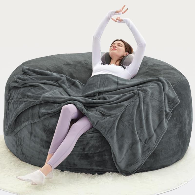 5FT,Big Bean Bag Chairs for Adults,Bean Bag with Filler Included,Memory Foam Bean Bag,Giant beanbag,Suitable for Reading Chairs in Living Room, Bedroom and Dormitory. (Brown, 5 Foot)