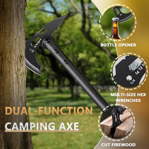 Camping Axes, Wood Separator, Multipurpose Tomahawk Tactical Hatchet with Sheath - Survival Hiking Camping, Carbon Steel B...