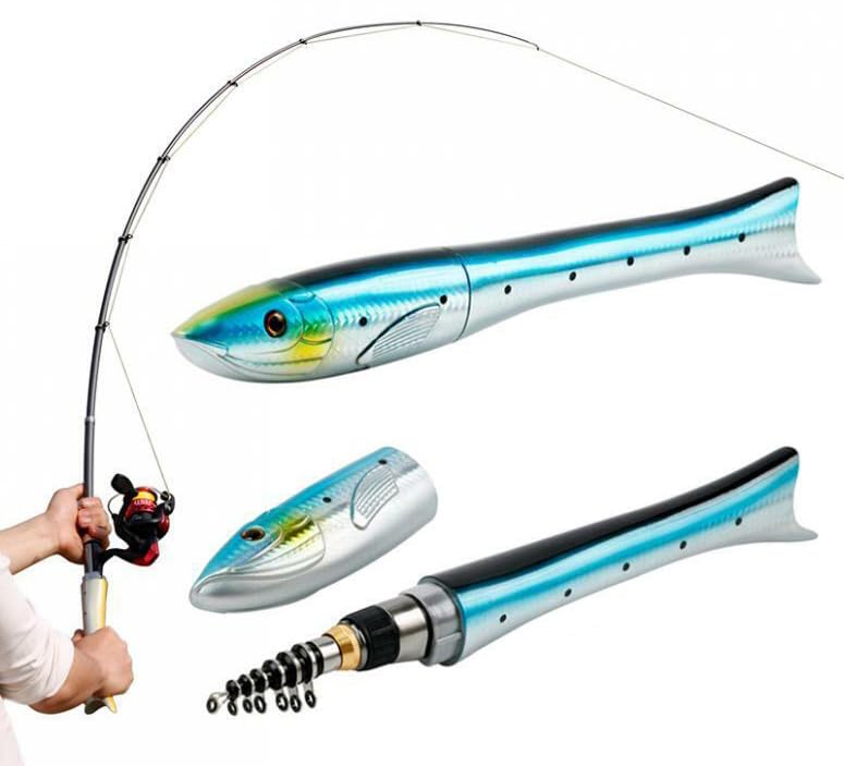 KTGCOZS 1.6m Individual Fish-Shaped Pen Rod Telescopic Carbon Fishing Rod Fish Shaped Mini Pocket Pen Sea Ice Fish