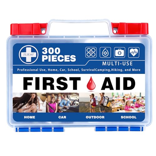 TLIEAO 300 Piece Professional First Aid Kit, Multi-Function Portable Medical Kit for Home, Car, Travel, Camping, Worksite,...