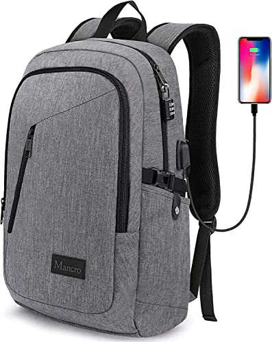 Mancro Laptop Backpack for Travel, Anti-theft Laptop Backpack for Men Business Backpack Work Daypack with USB Charging Por...