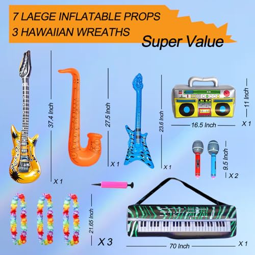 Bulk Large Premium Photo Booth Props Set for Adult Teens, Funny Hats and Large Glasses, Crystal Crown, Inflatable, Card Cu...