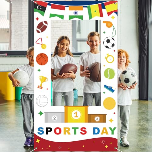 Sports Birthday Party Decorations Photo Booth Props All Star Party Banner Basketball Football Baseball Soccer Backdrop Int...