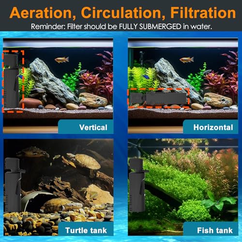AquaMiracle Aquarium Filter with U - V Light & Pre-Filter Sponge, Fish Tank Filter with Timer for Green Water, Green Clean...