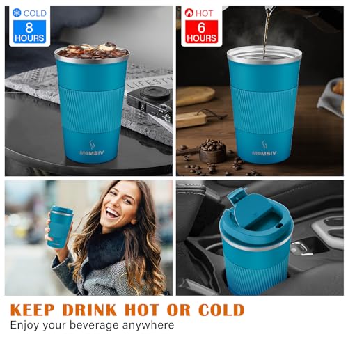 MOMSIV 12oz Travel Mug, Insulated Coffee Cup with Leakproof Lid, Travel Coffee Mug Vacuum Stainless Steel Double Walled Re...