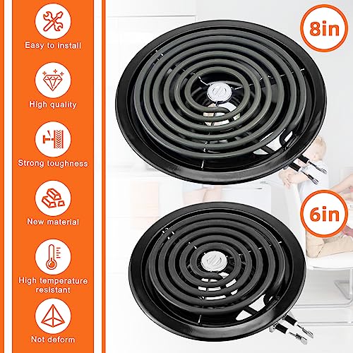 Electric Stove Burner Drip Pans WB31M19(8”) WB31M20(6”) Electric Stove Top Burner Replacement WB30M1(6") WB30M2(8") Compat...