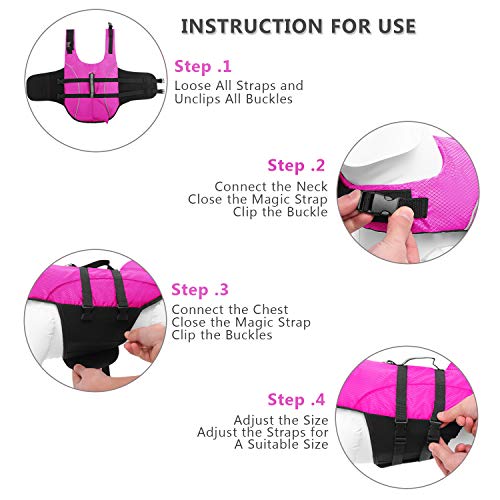 Queenmore Ripstop Dog Life Jacket Shark Life Vest for Dogs, Safety Lifesaver with High Buoyancy and Lift Handle for Small ...