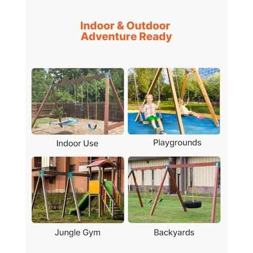 VEVOR Swing Set Brackets, A-Frame Heavy Duty Carbon Steel Swing Hangers with Mounting Hardware, 3-Piece DIY Hanger Sets Bracket with Bolts Included, for 4 x 4 Legs and 4 x 6 Beam, Green