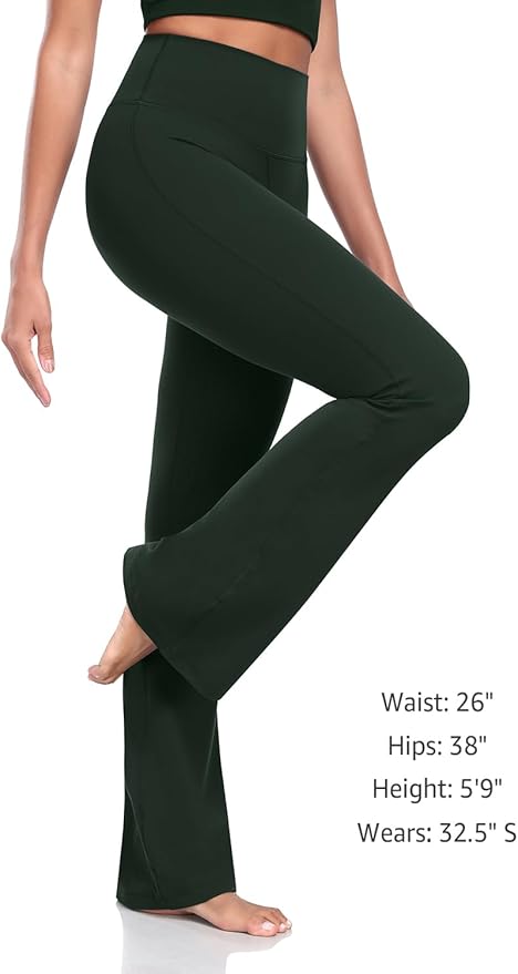 HeyNuts Harmony Flare Leggings 29"/30.5"/32.5"/34.5", High Waisted Tummy Control Wide Leg Bootcut Yoga Pants Lounge Soft