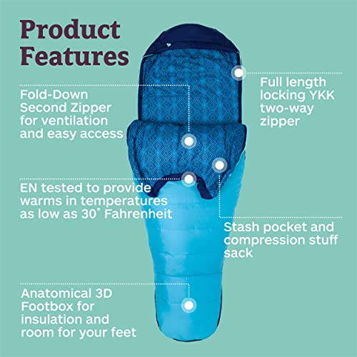 Marmot Women’s Trestles 15° Sleeping Bag | Insulated, Water-Resistant, Left-Zip, French Blue/Harbor Blue
