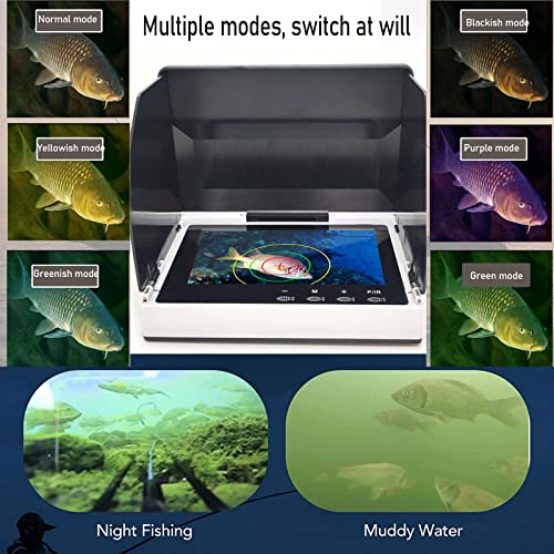 5" Underwater Fishing Camera,Portable LCD Monitor HD Fish Finder, IP67 Waterproof Camera 800 * 480 with Sun Visor,2000cd B...