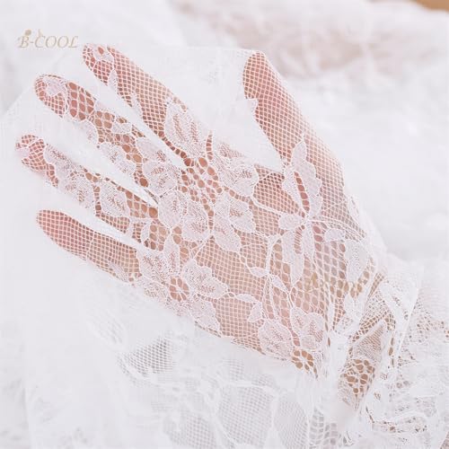 B-COOL White Lace Tablecloth 5 Pack 60 x 120 Inch Wedding Table Cloth Rustic Table Overlay Sheer Table Cloths for Vintage ...