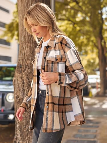 AUTOMET Shackets for Women Plaid Flannel Shirts Fall Winter Jackets Cute Tops Trendy Western Cowgirl Outfits Teen Girls Coats