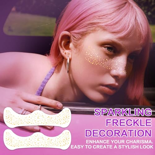 Obfuscate Glitter Freckles Face Tattoo, Makeup Patch-Waterproof Faux FrecklesFace Glitter Speckles Patches Cute Glitter Ma...