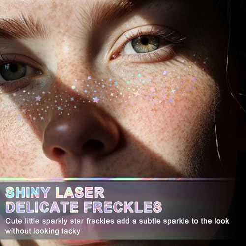 8Pcs Face Makeup Patches, Glitter Freckles Face Tattoo for Teenagers & Young Women, Sparkle Freckles Makeup Patches, Water...