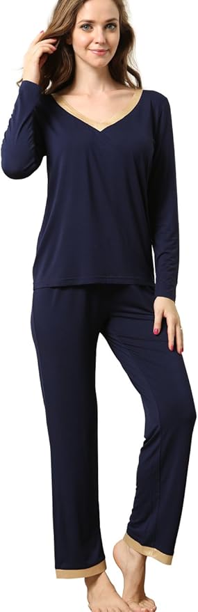 GYS Viscose from Bamboo Women's Pajama Sets Super Soft Long Sleeve Sleepwear Comfy Winter Pjs Sets S-4X